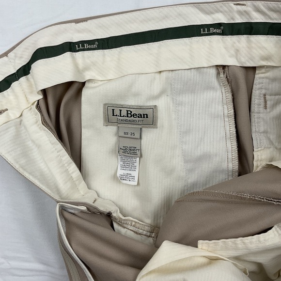 LL Bean Standard Fit Khaki Dress Pants Mens Size 35 Business Casual Chino - Picture 11 of 11